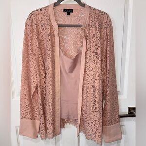 J.Crew Blush Pink Lace Button-Front Cardigan Top – Size 18
